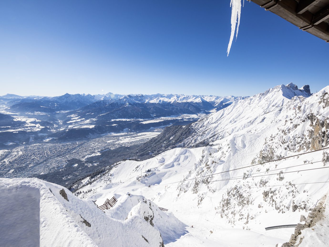 Skiers on a mountain in Innsbruck, Austria