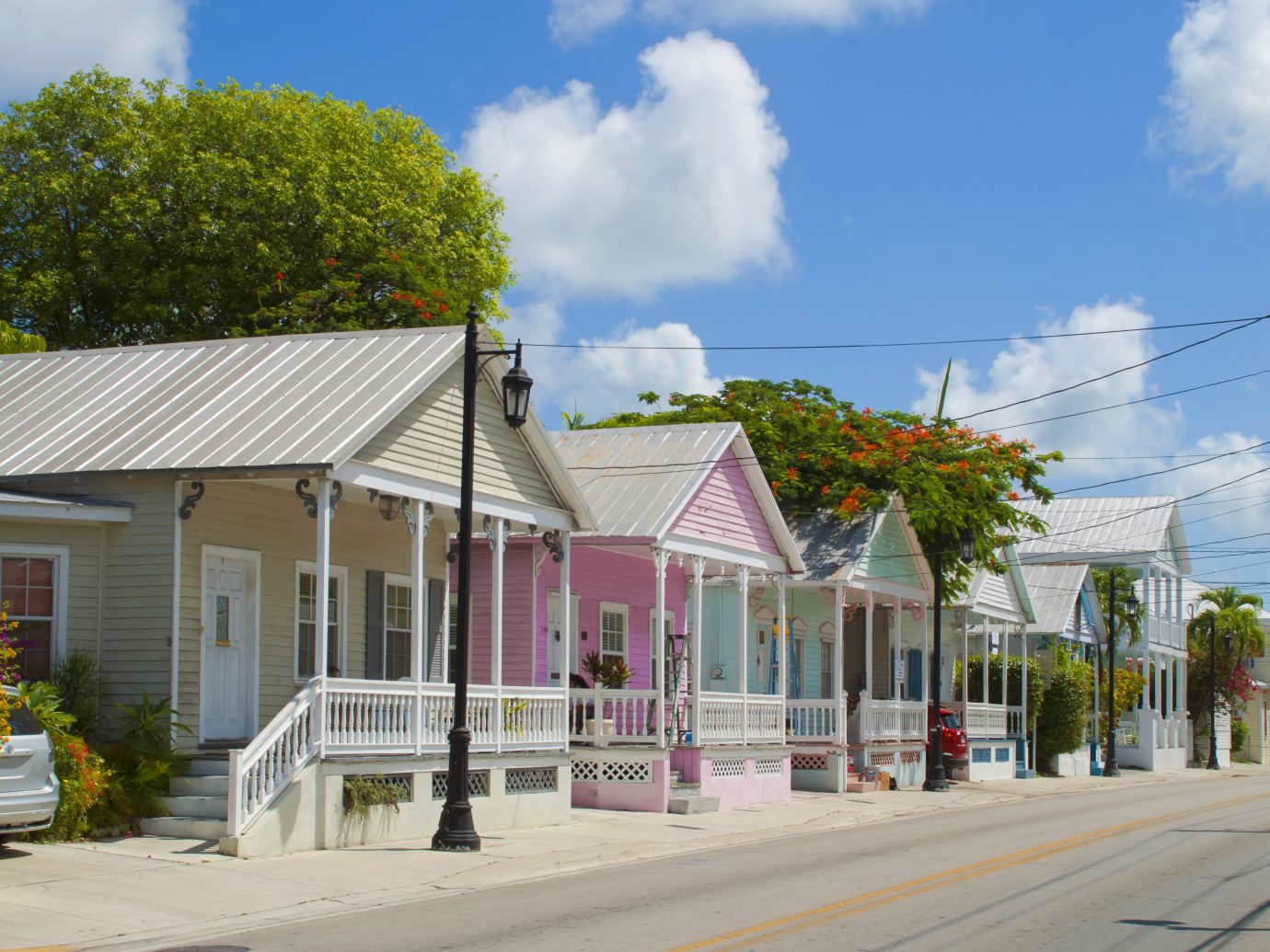 View of the street in the historical district of Key West, USA