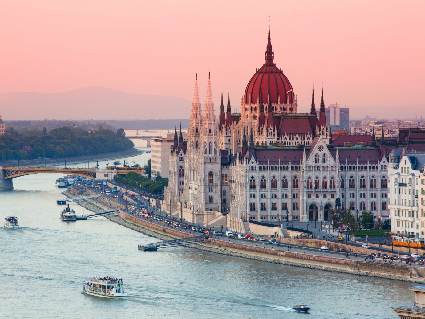 Hungarian parliament in sunset.