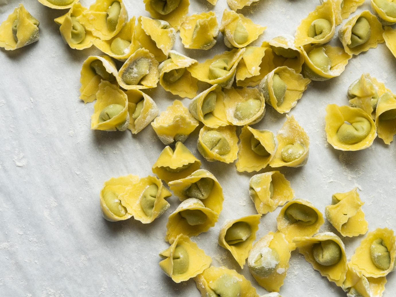 Spinach and mascarpone filled tortelli