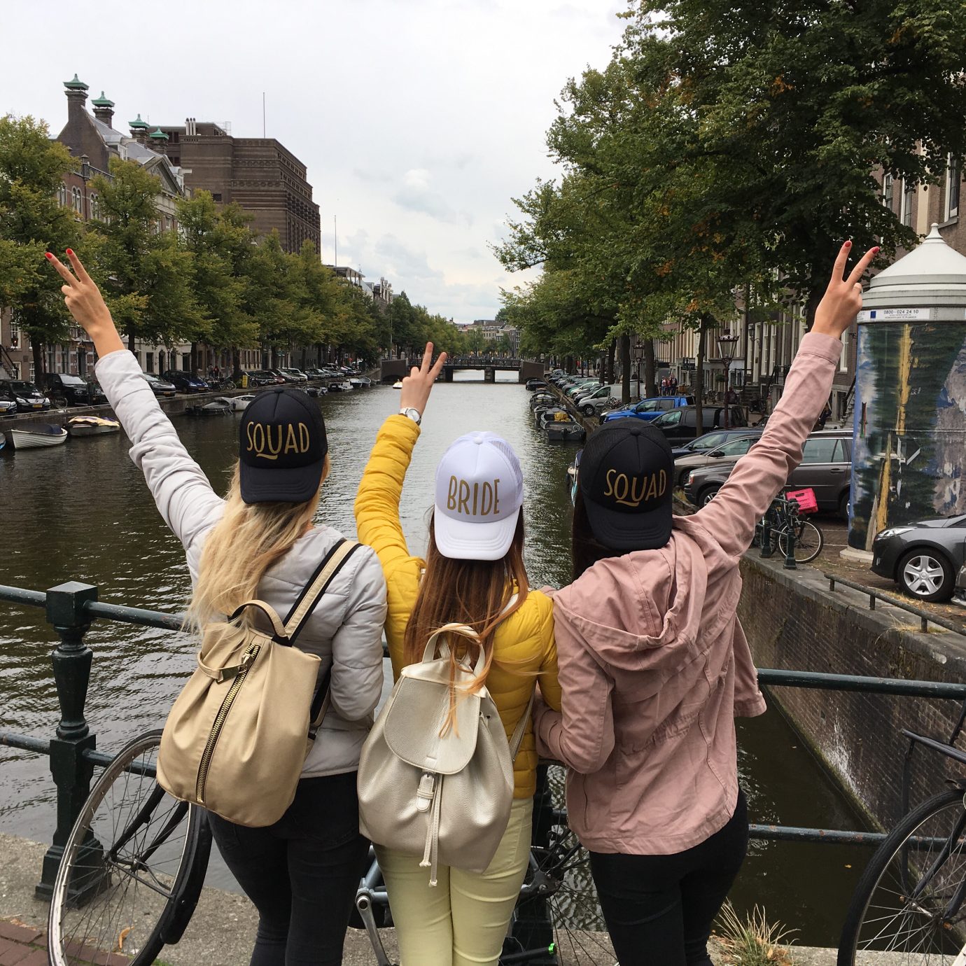 three young women at the bachelorette weekend in amsterdam
