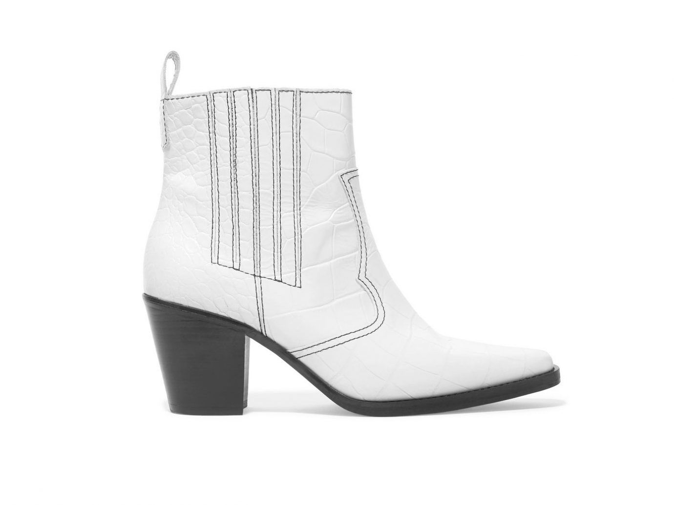 Ganni Callie Croc-effect Leather Ankle Boots