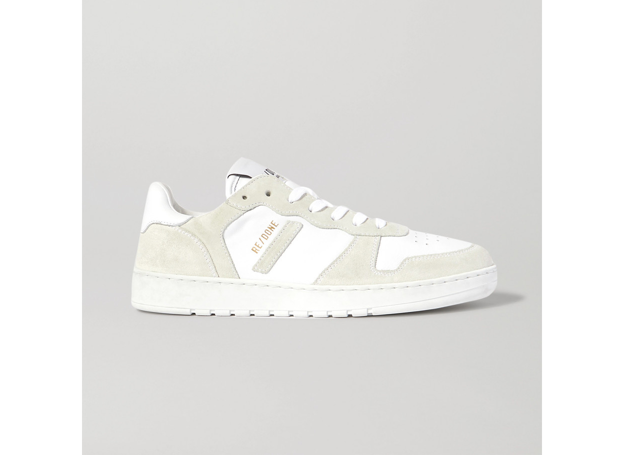 RE/DONE80s Perforated Leather and Suede Sneakers
