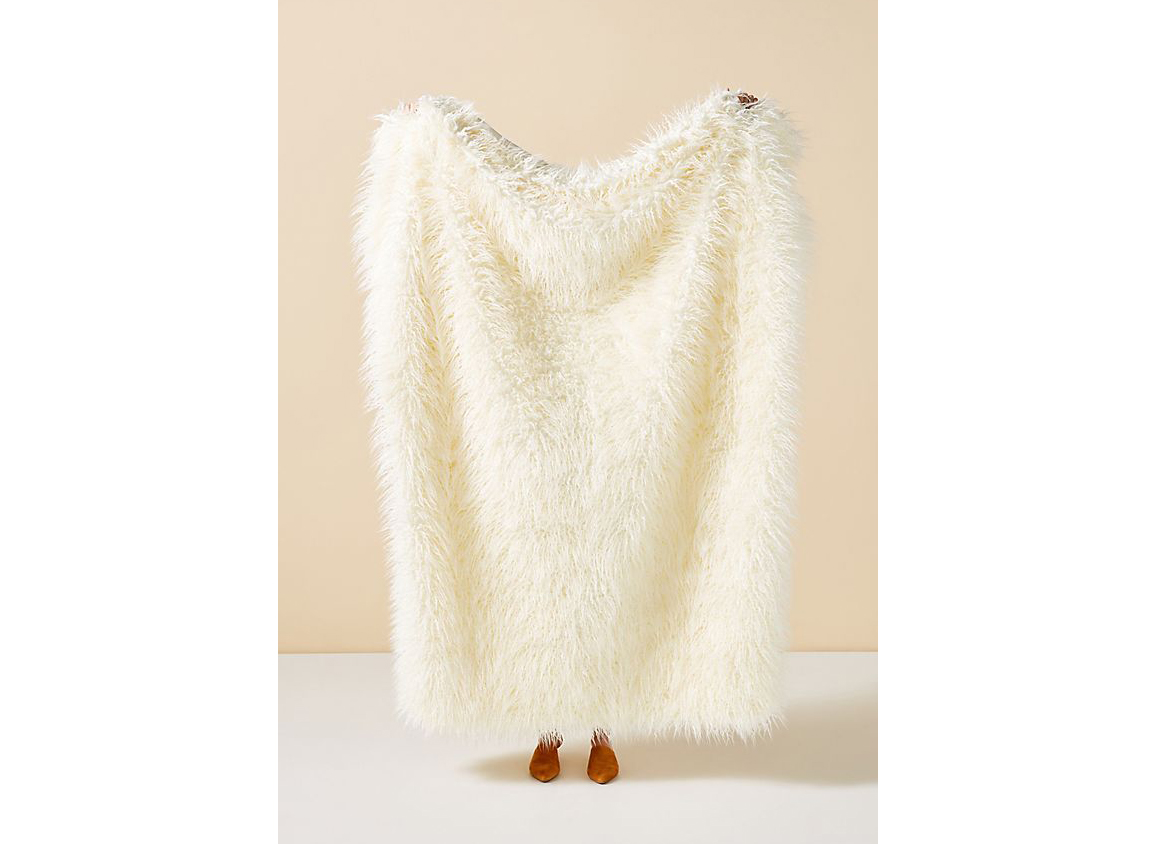 Anthropologie Makura Faux Fur Throw Blanket
