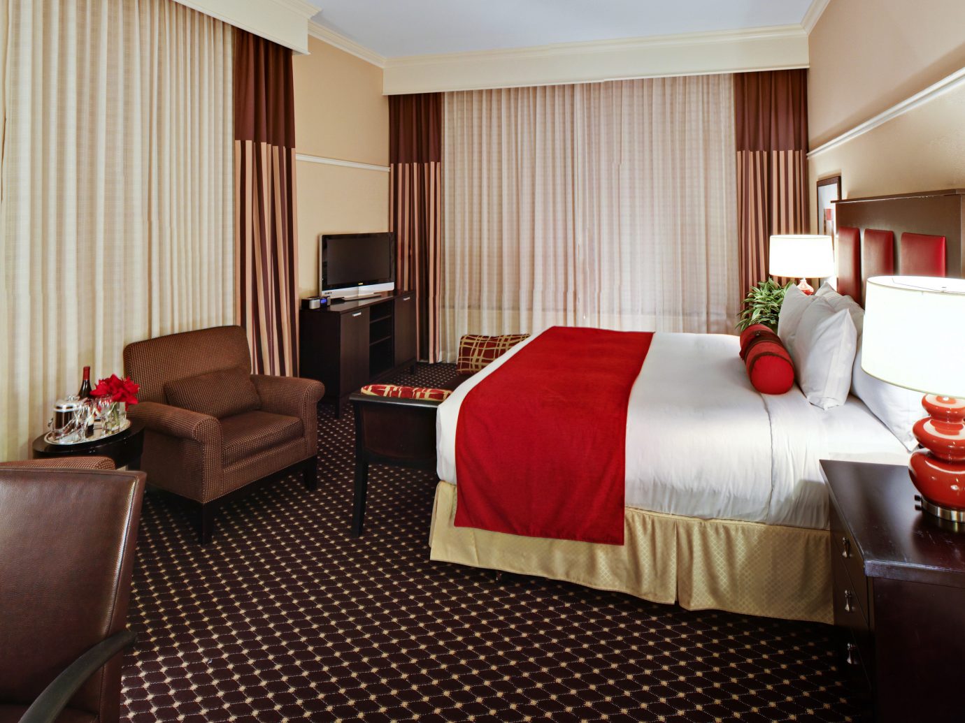 suite interior with red accents at Hotel Blake
