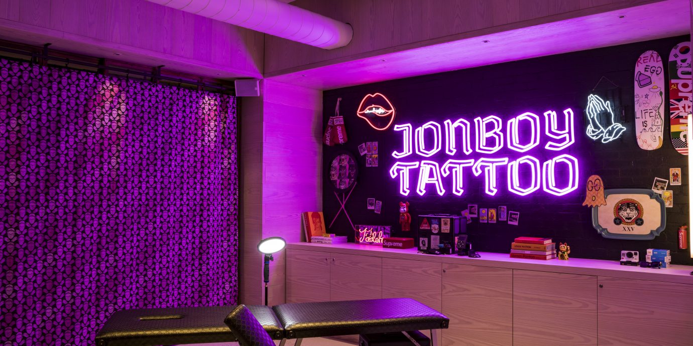 inside of JonBoy's Tattoo shop at the Moxy