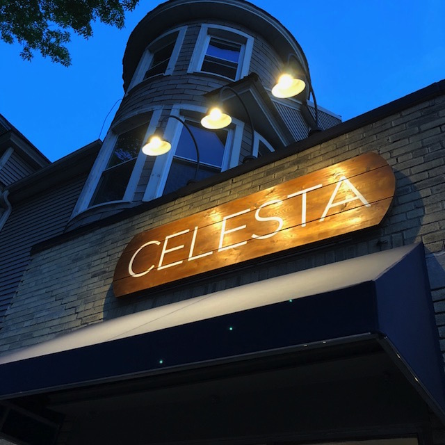 exterior of Celesta at night