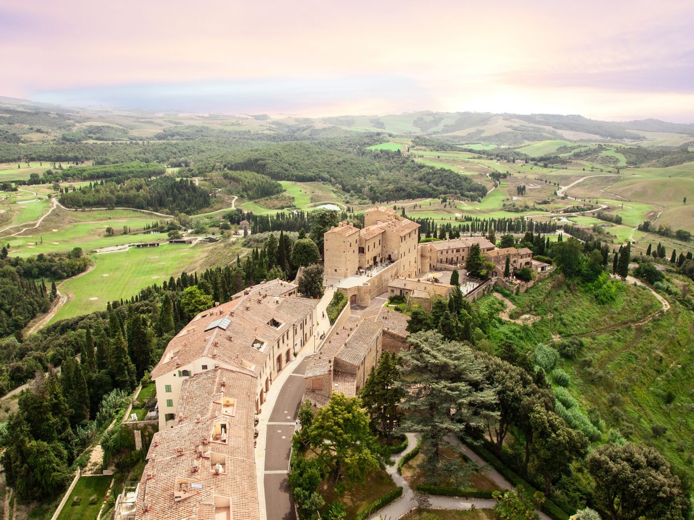 Aerial view of Hotel Il Castelfalfi in Tuscany