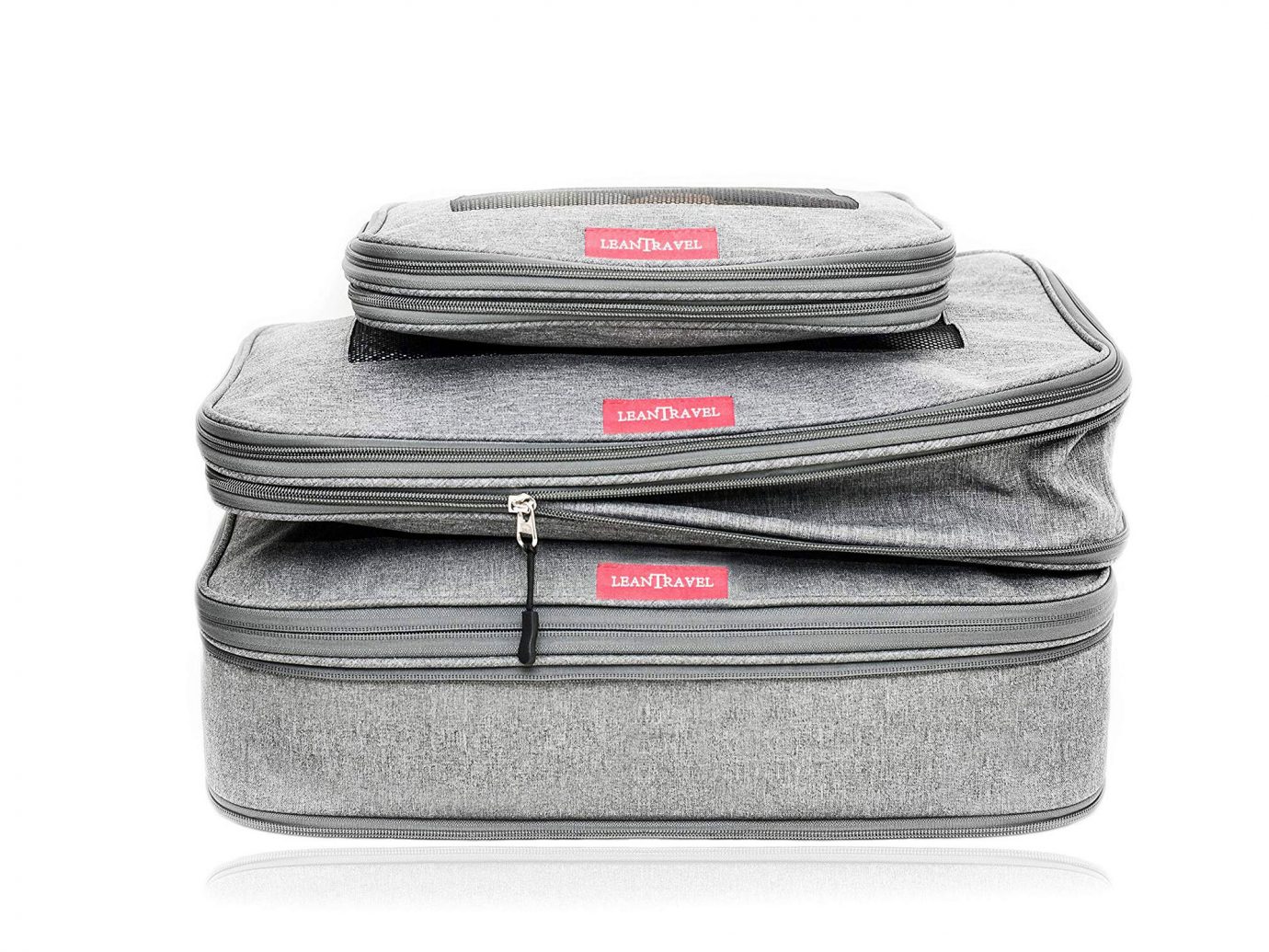 LeanTravel Compression Packing Cubes with Double Zipper (Set of 3)