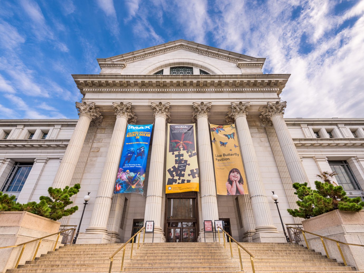 Washington DC, USA - April 12, 2015: Banners hang at the entrance to the National Museum of Natural History in DC. It is considered the second most visited museum in the world.