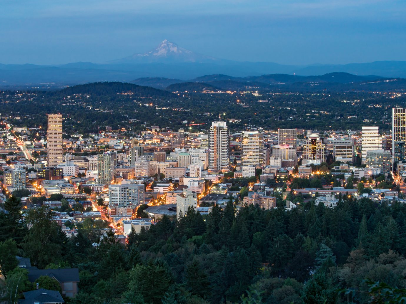 Night City Skyline of Portland, Oregon