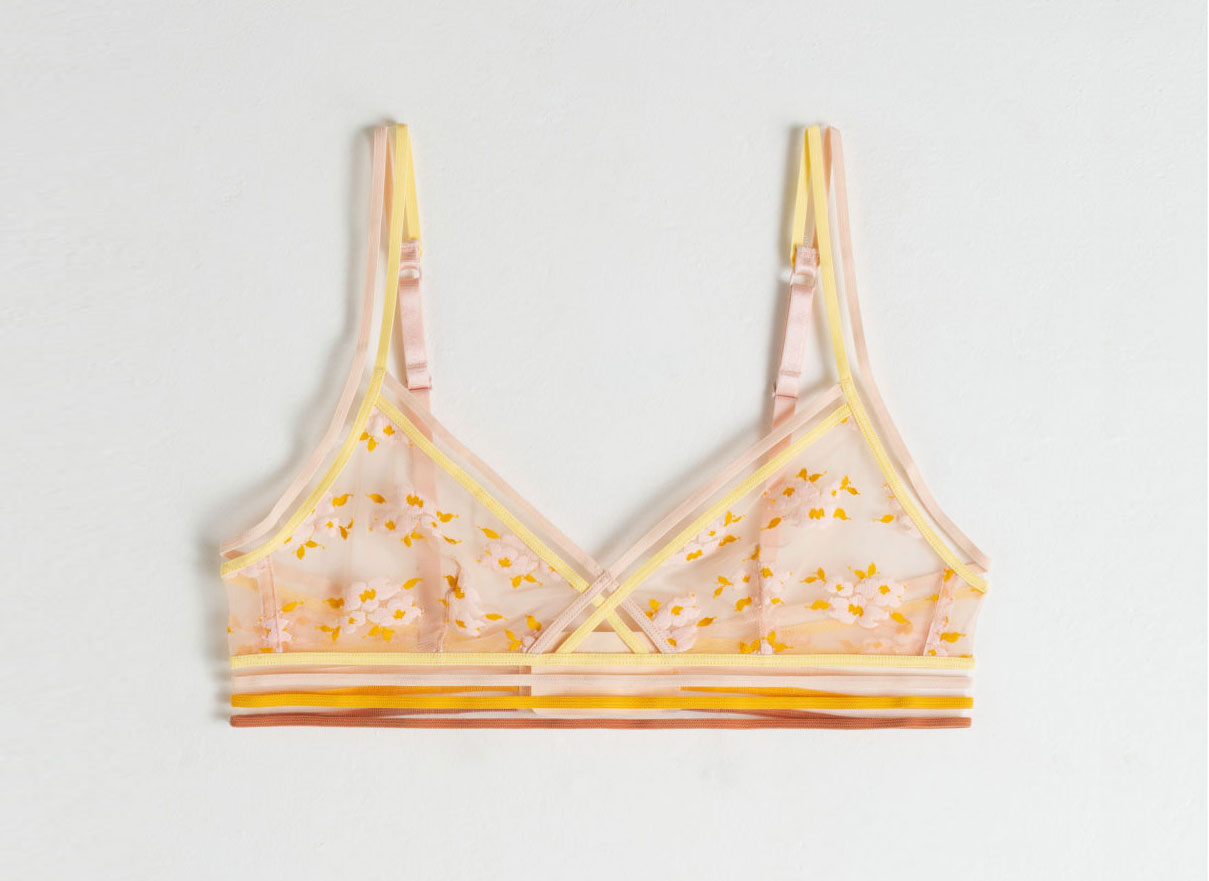 & Other Stories Floral Mesh Triangle Bra