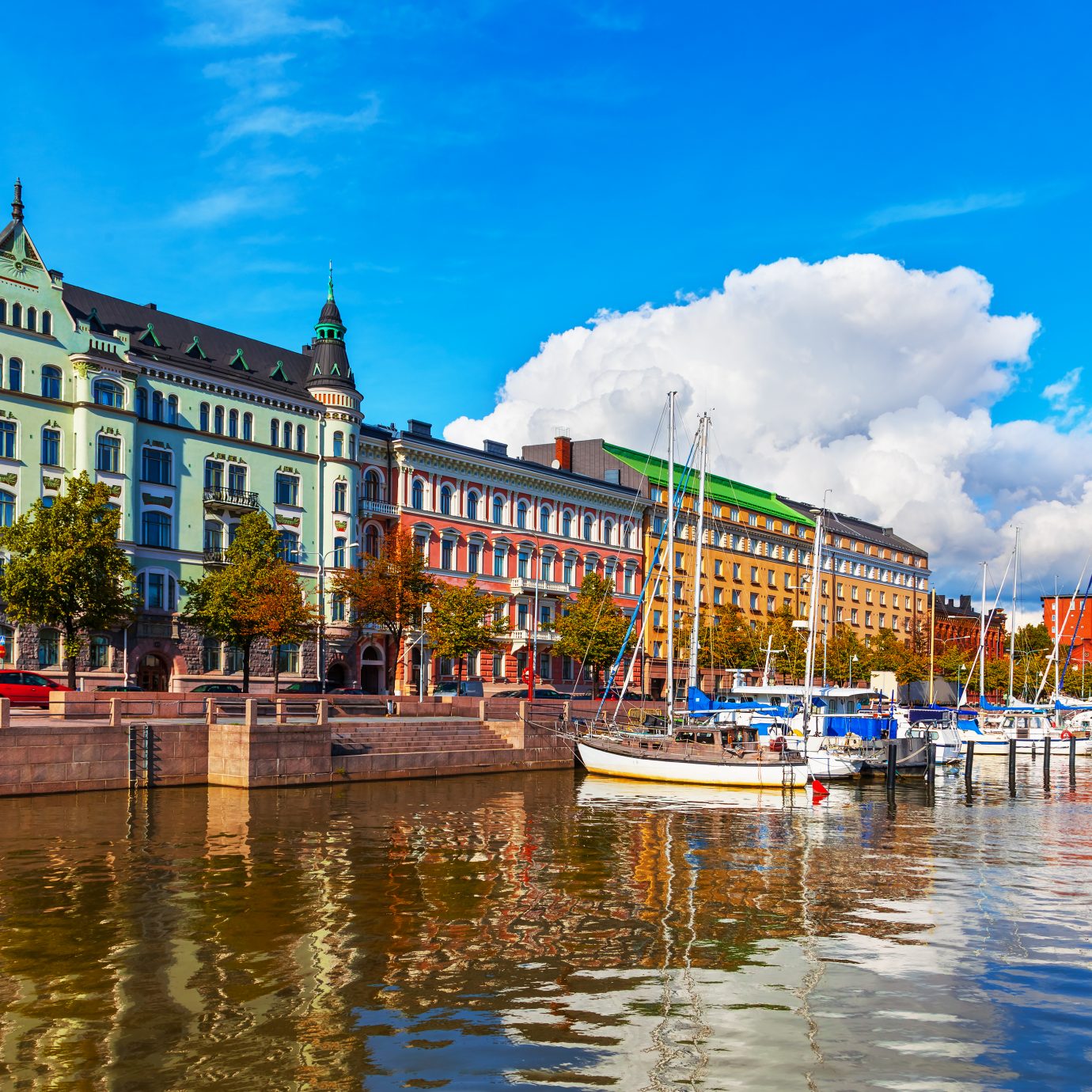 view of the Old Port pier in Helsinki, Finland
