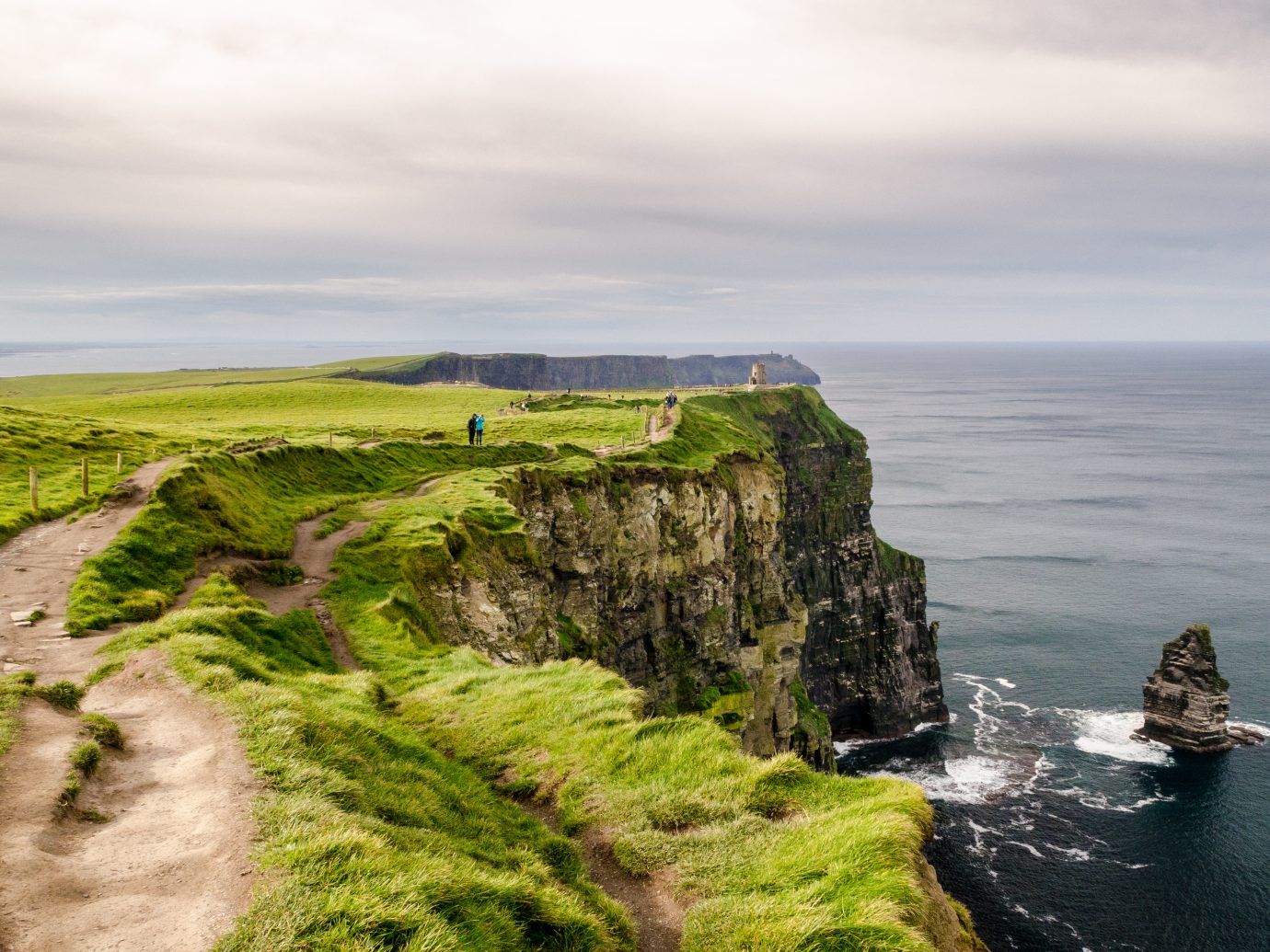People walking along the edge of Ireland's Cliffs of Moher
