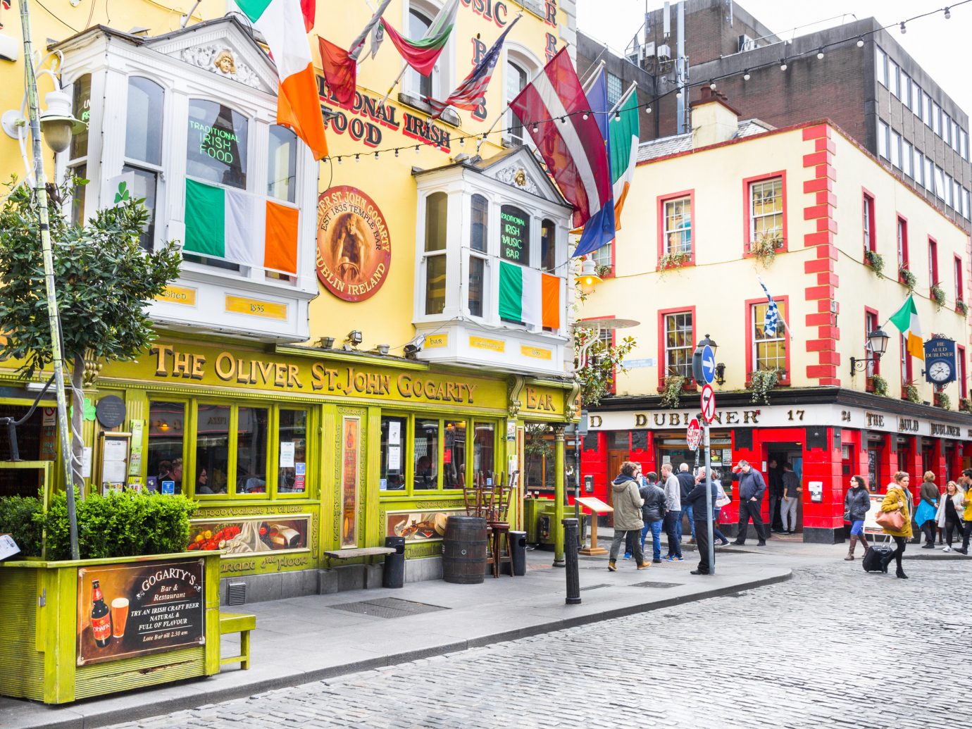 Pub on a street in Dublin Ireland.