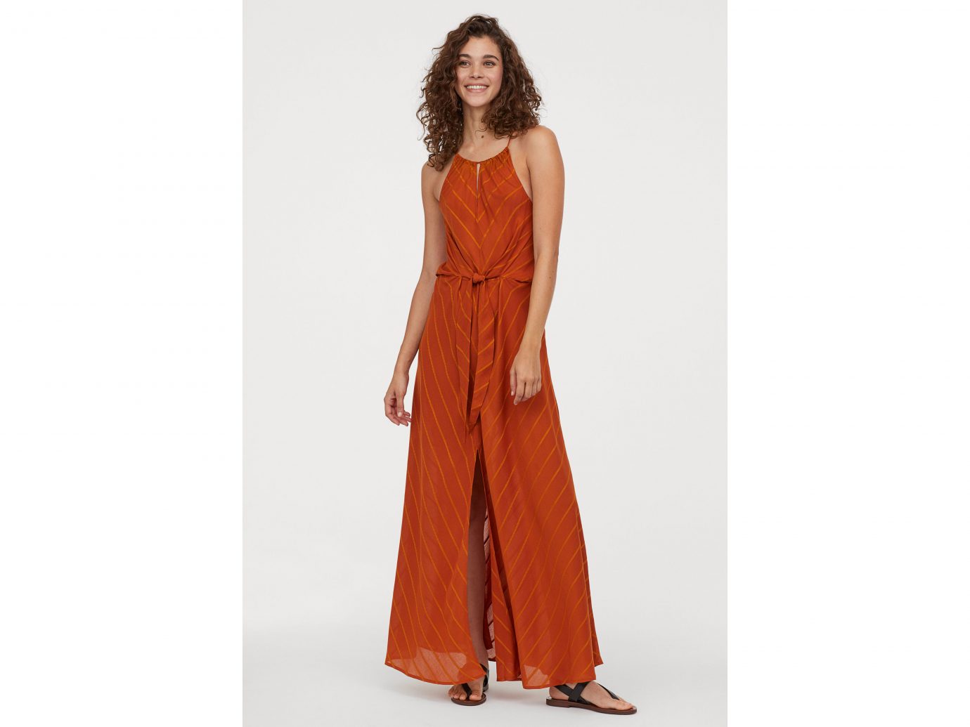 H&M’s Conscious striped maxi dress in red and orange