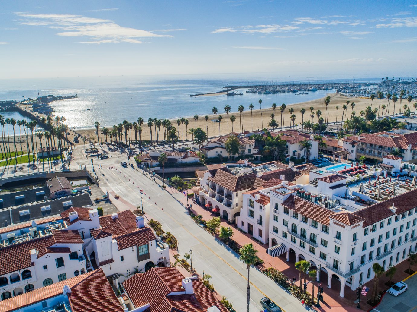 Aerial of Hotel Californian, Santa Barbara, CA