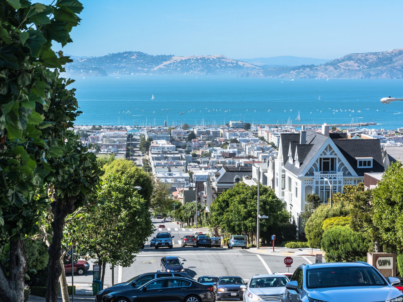 View of the San Francisco Bay from Divisadero Street, California