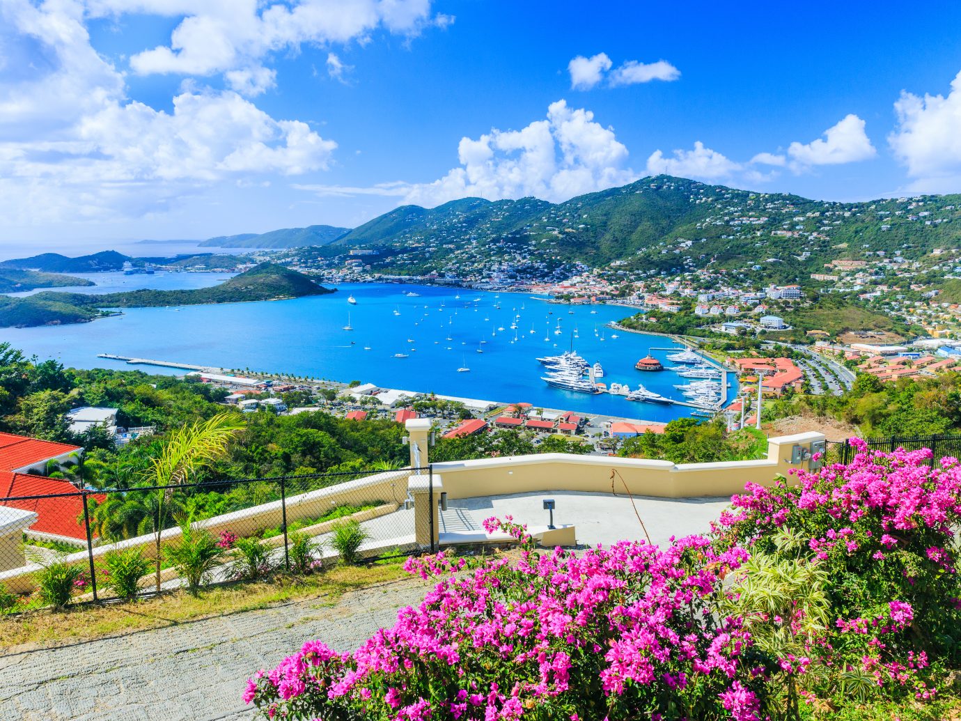Panoramic view of St. Thomas in US Virgin Islands