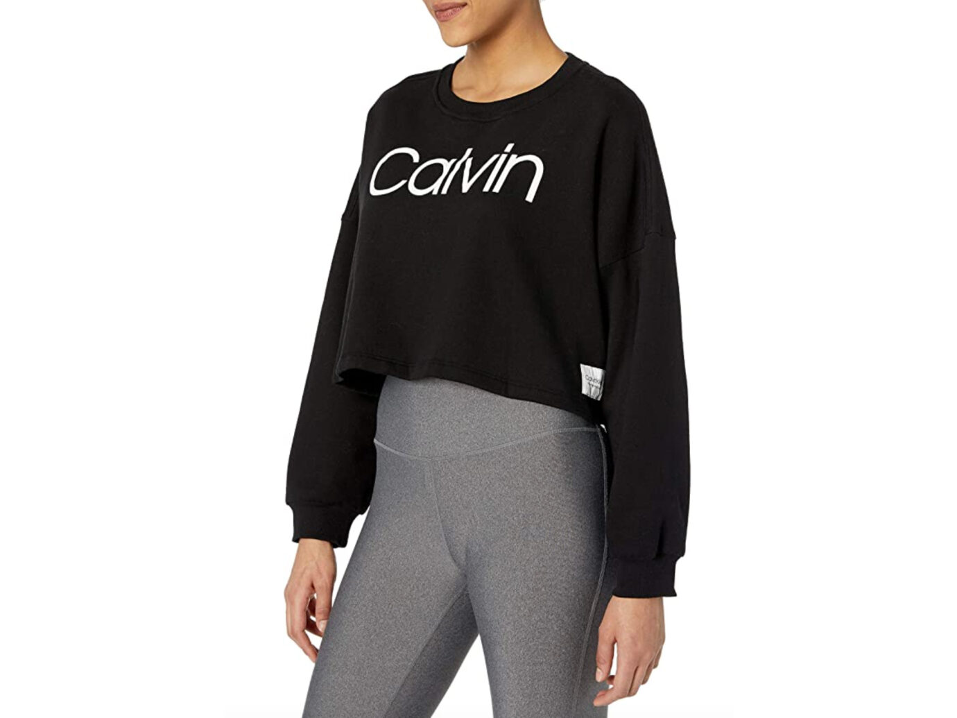 Calvin Klein Women's Calvin Logo Drop Shoulder Crop Pullover