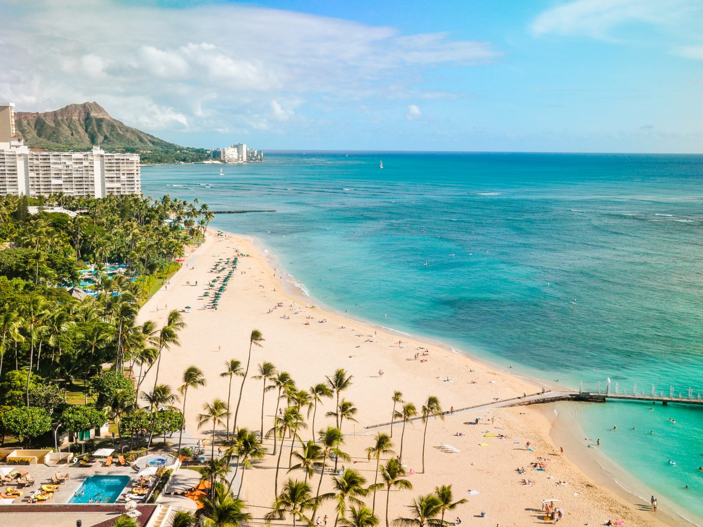 Aerial view of Waikiki Beach in Hawaii