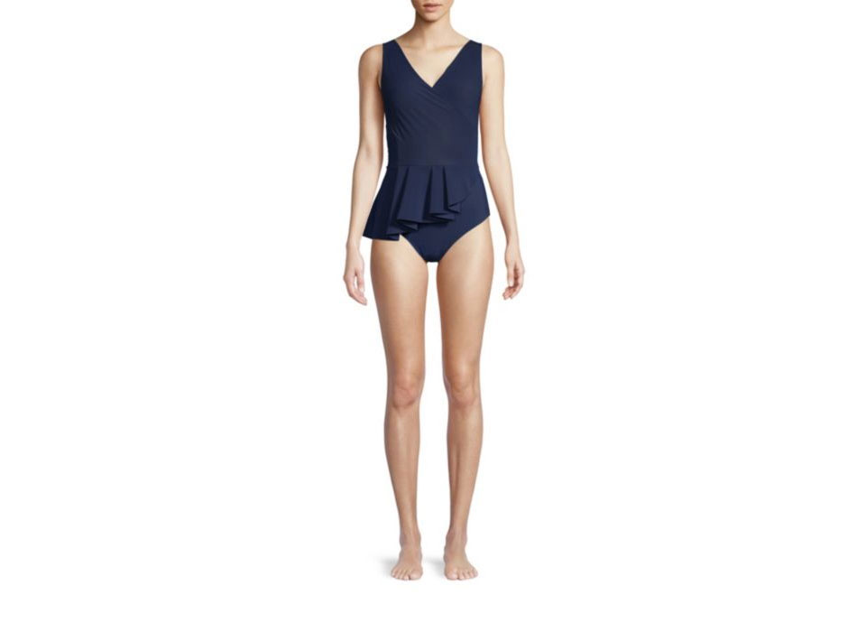 Chiara Boni La Petite Robe Arinette Asymmetric Peplum One-Piece Swimsuit