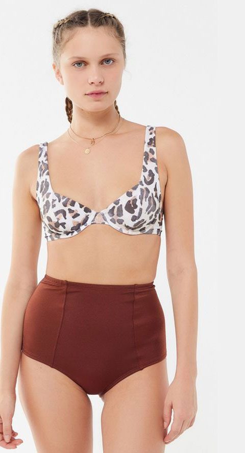 Out From Under Printed Tulip Underwire Bikini Top leopard