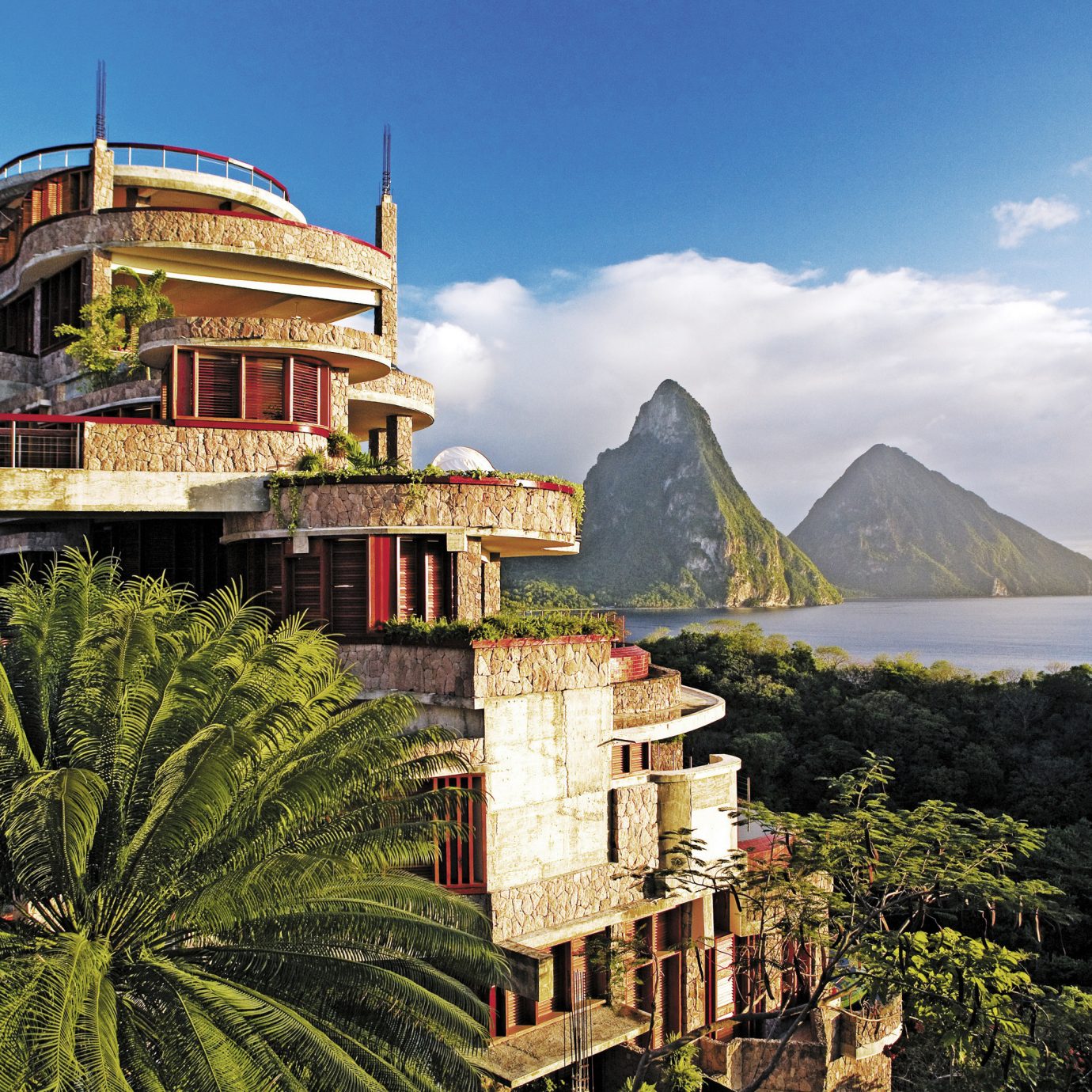 Exterior view of Jade Mountain in St. Lucia