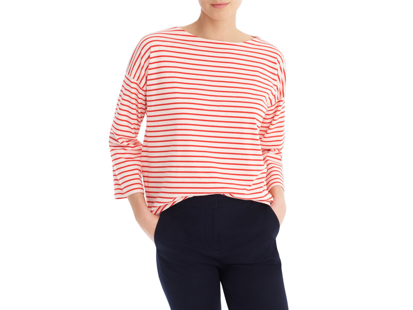 Striped Tee with Grosgrain Trim