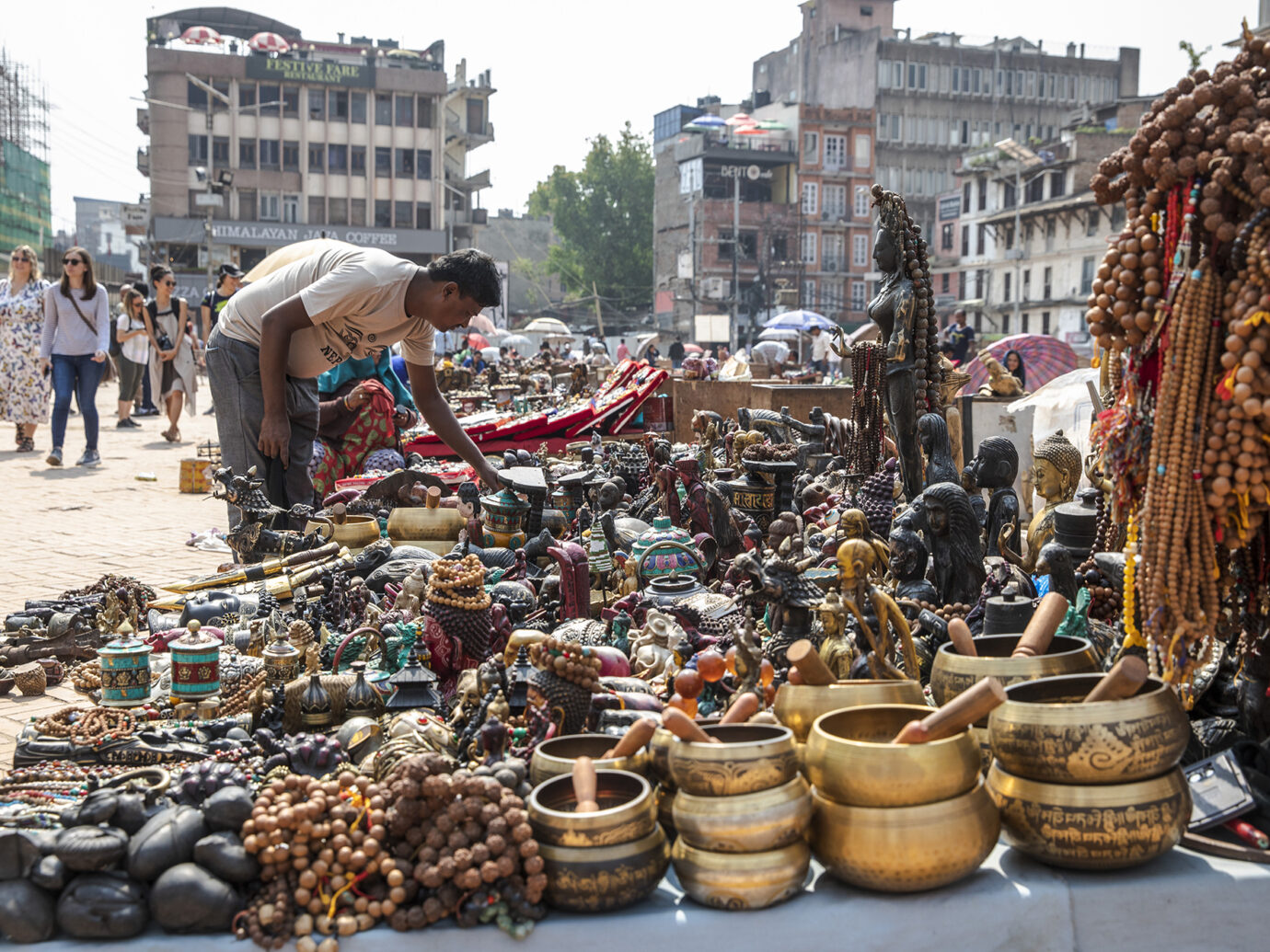 goods being sold at the Kinari Bazaar in Agra