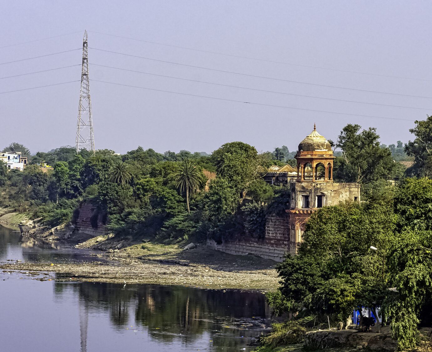 Panoramic view of Yamuna River in Agra, Uttar Pradesh, India