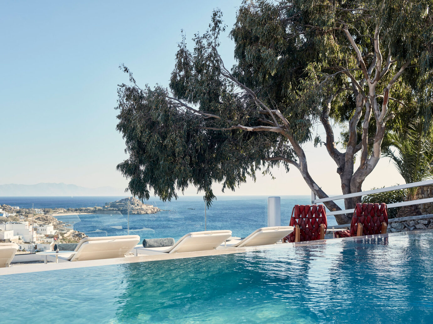pool and ocean view at the Myconian Ambassador Hotel, Greece