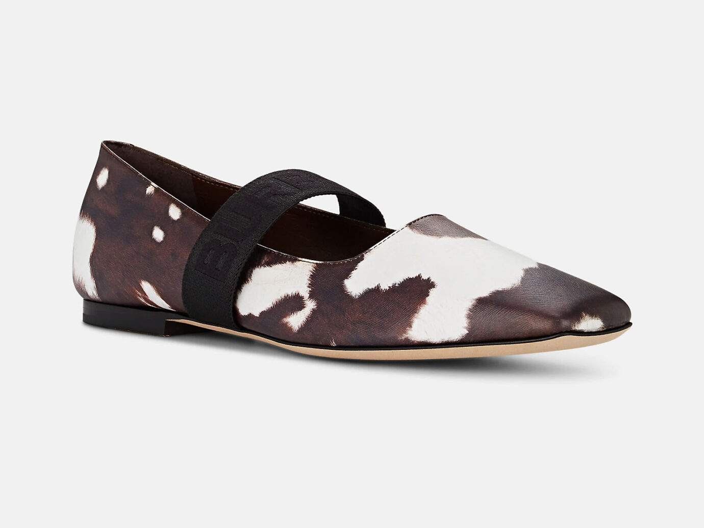 Burberry Cow-Print Leather Ballet Flats