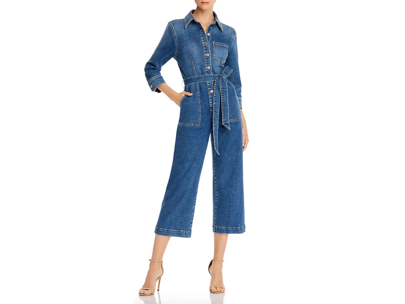7 For All Mankind Alexa Cropped Denim Jumpsuit