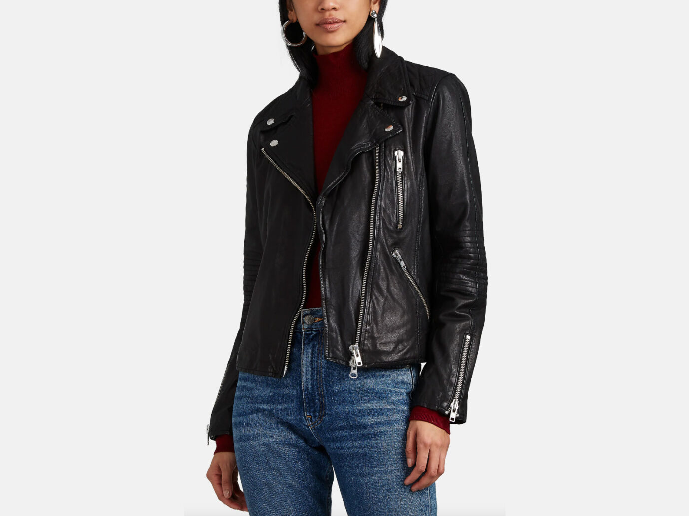 Barneys New York Quilted Leather Moto Jacket