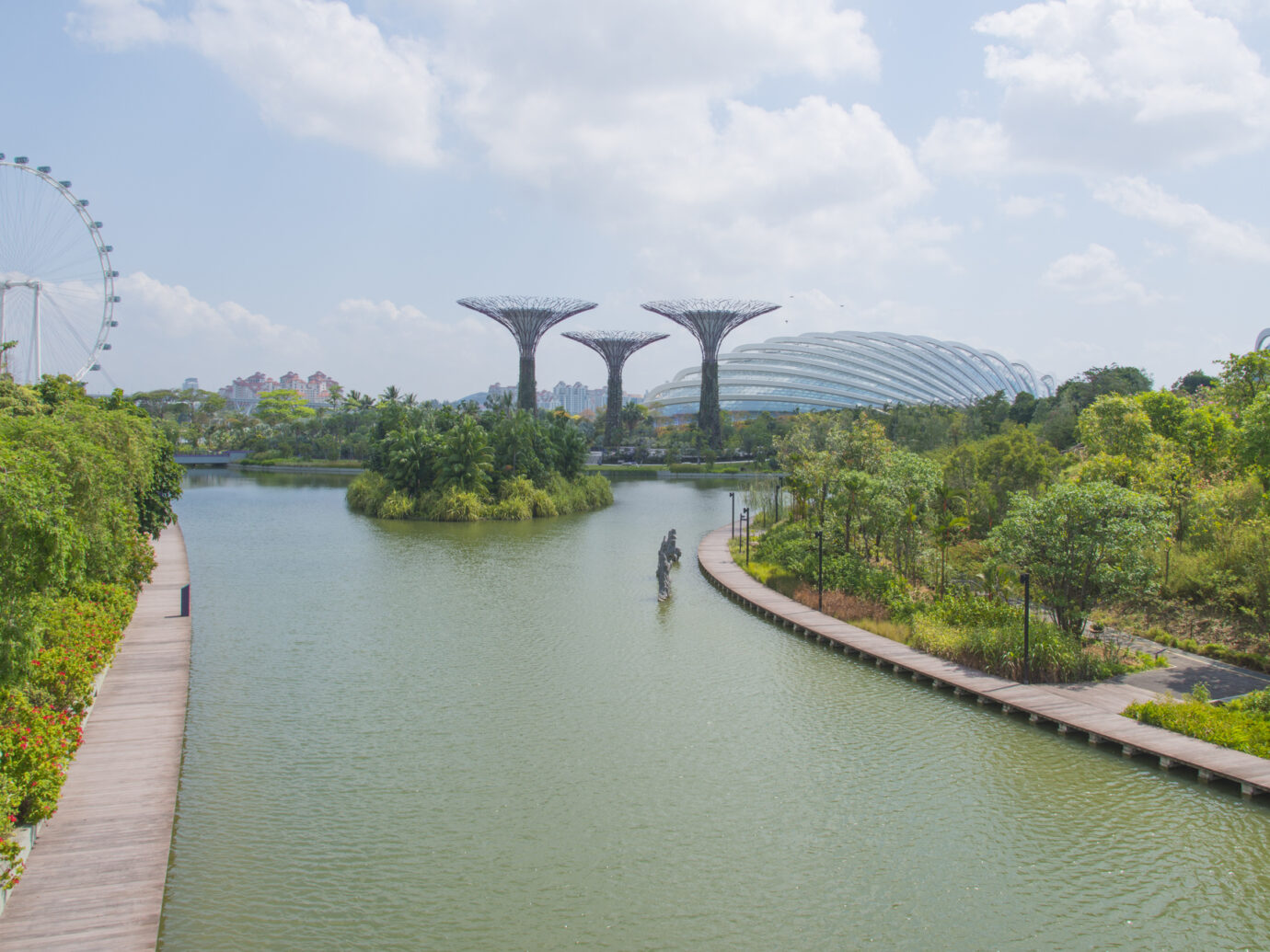 Panoramic view of urban landscape in Singapore.