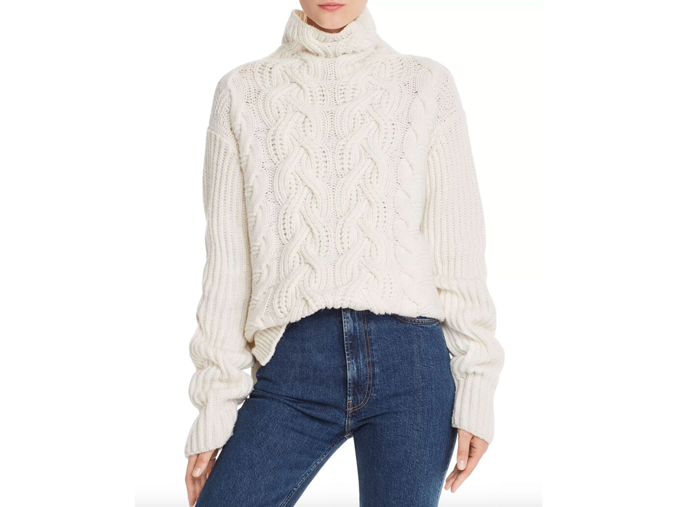Helmut Lang Lambswool Chunky Mock Neck Sweater