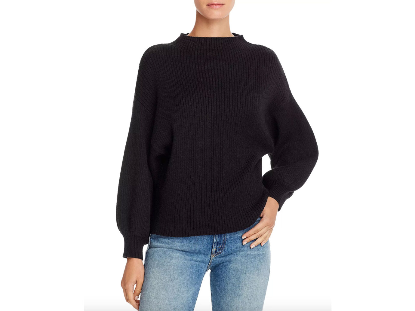 Line & Dot Funnel-Neck Ribbed Sweater - 100% Exclusive