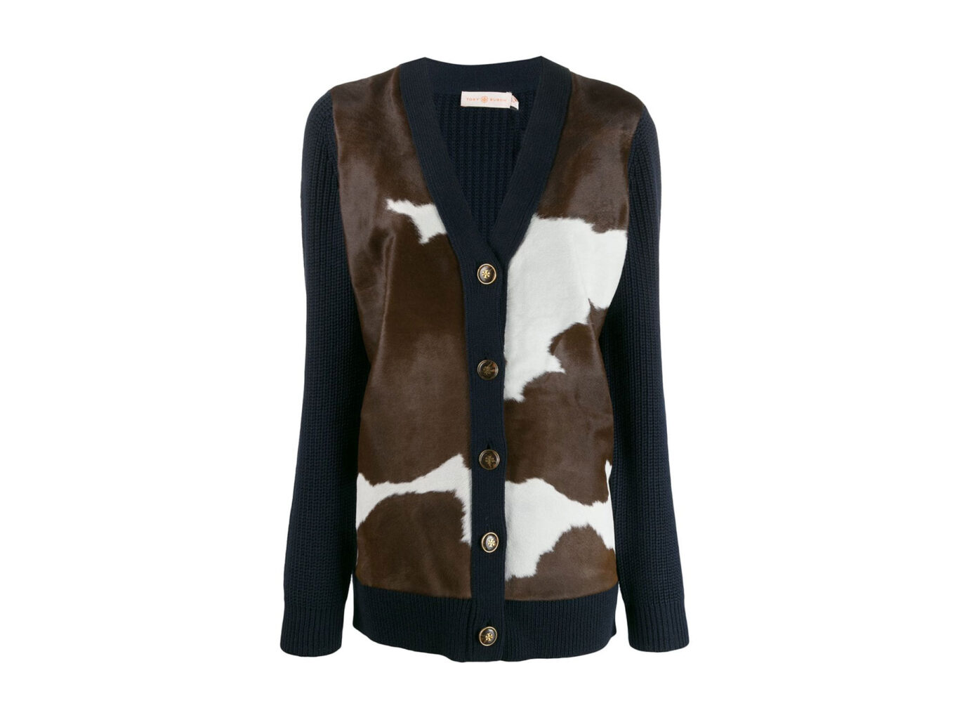 Tory Burch Cow Knit Panelled Cardigan