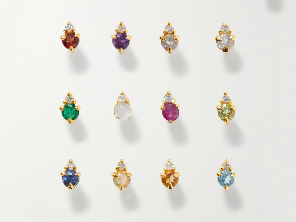 Stone and Strand Birthstone Gold Multi-Stone Earring