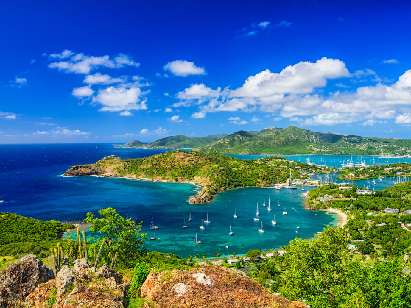 Caribbean view from Shirley Heights, Antigua and Barbuda.