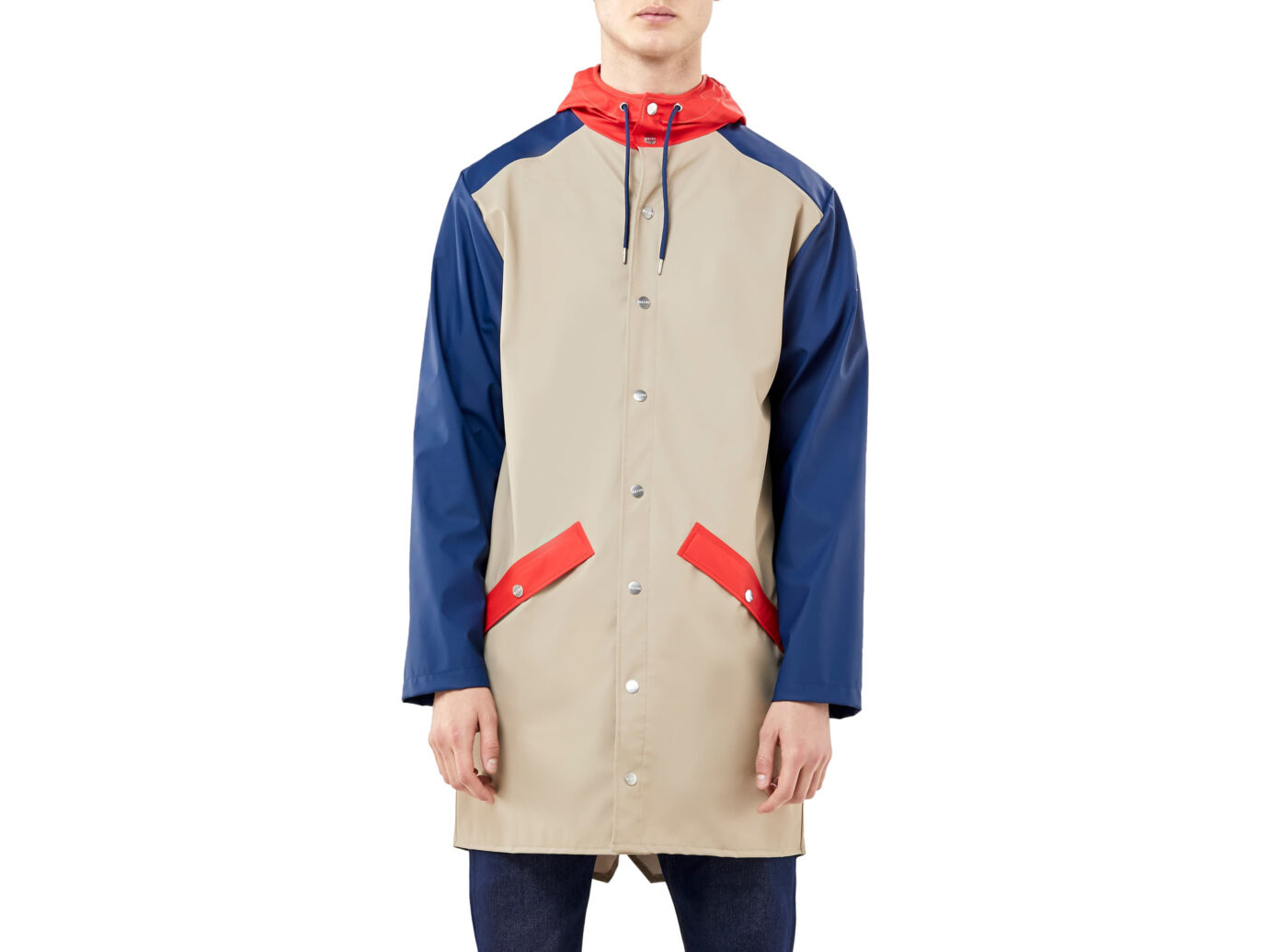 RAINS Waterproof Colorblock Long Jacket