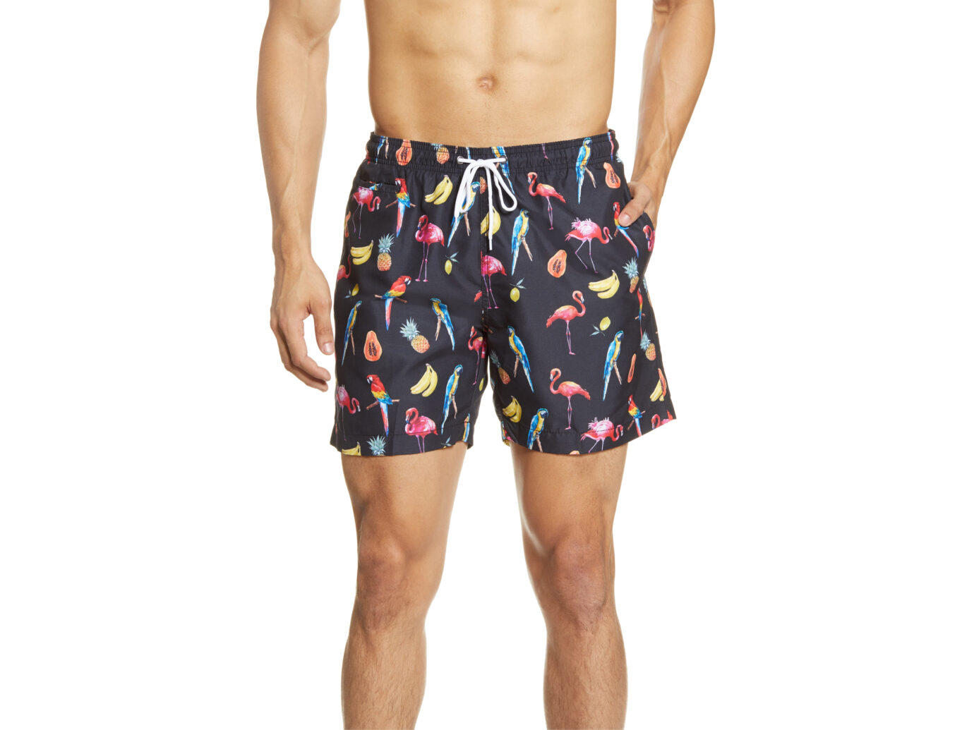 WUAI-Men Swim Trunks Drawstring Elastic Waist Quick Dry Beach Shorts Novelty 3D Graphic Printed Summer Swimming Shorts