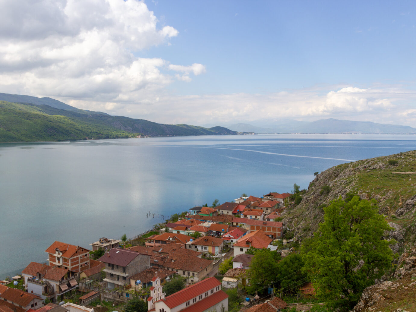 The Lake Ohrid photo taken from Albania near the border with Macedonia. Very clean and blue lake