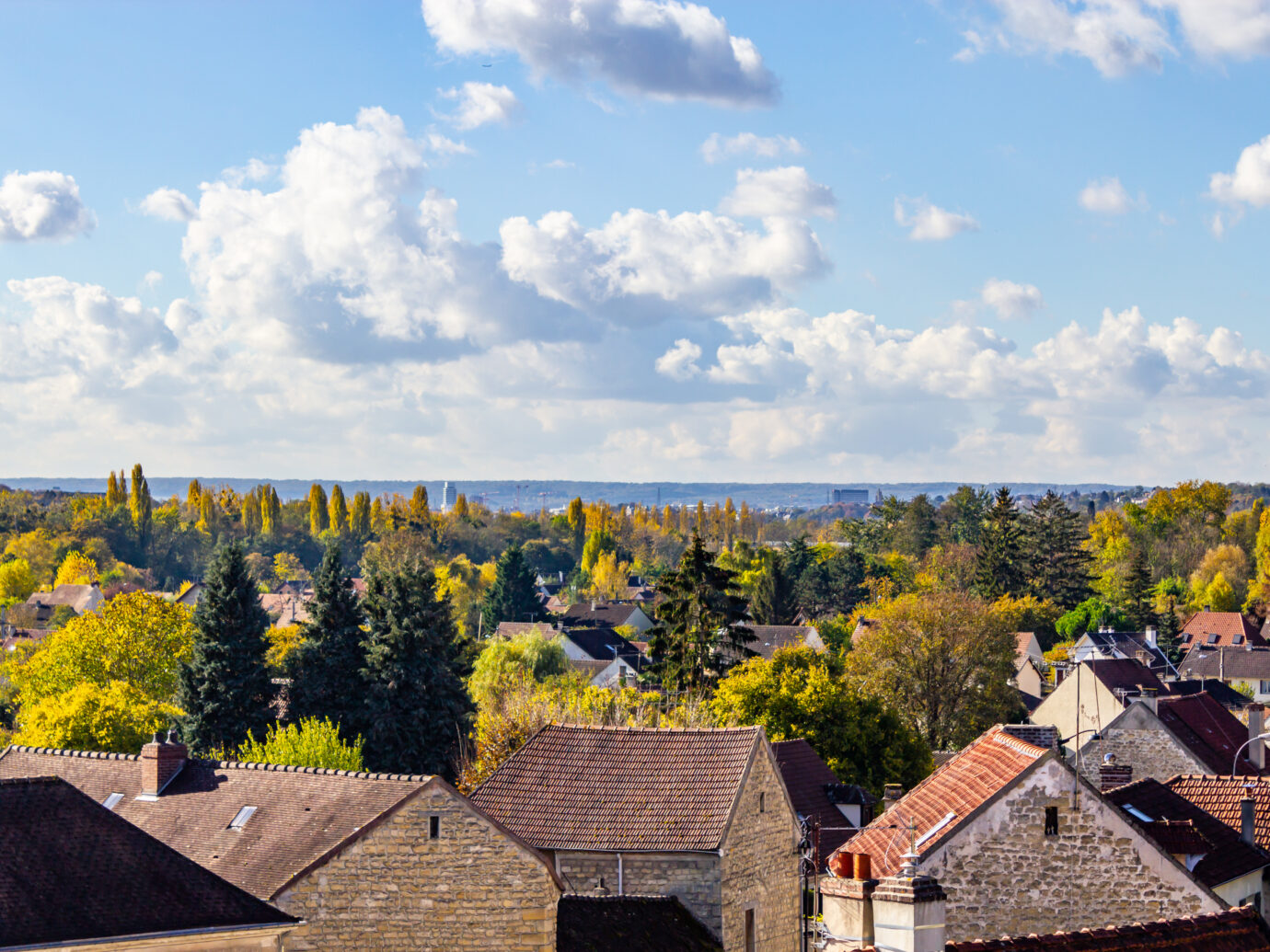 City view of Auvers-sur-Oise village, France